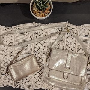 Fossil Gold Kinley Crossbody & Cellphone Wristlet✨